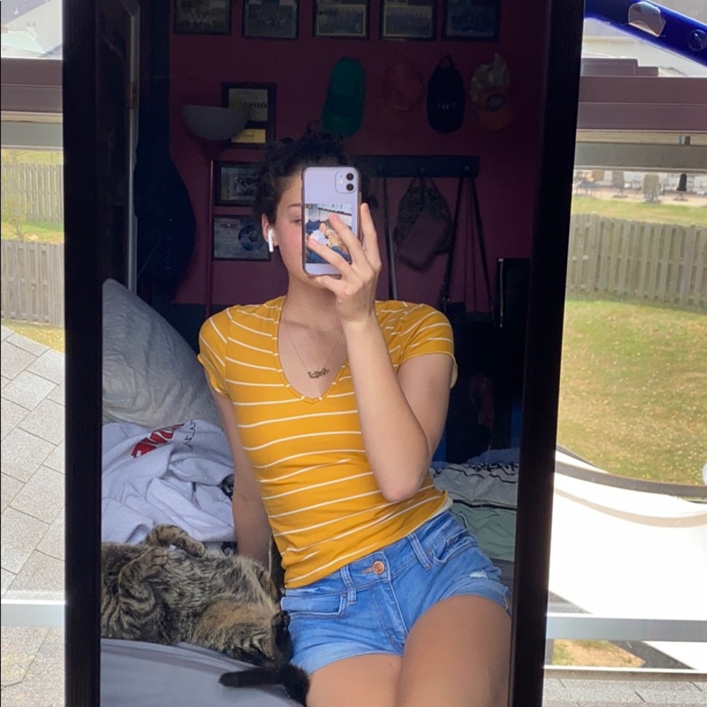 yellow and white striped shirt